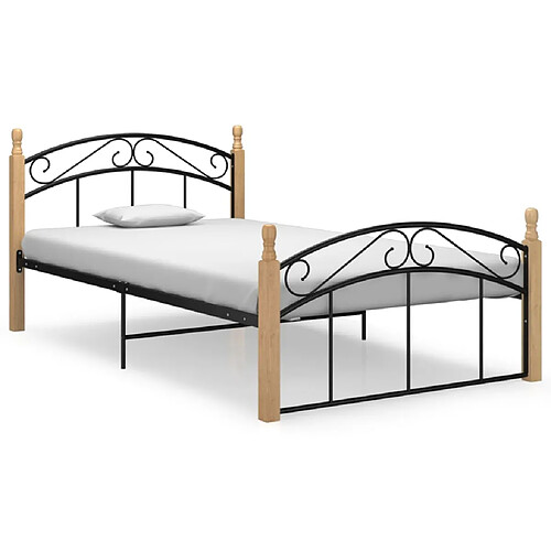 vidaXL Cadre de lit sans matelas noir métal bois chêne 120x200 cm