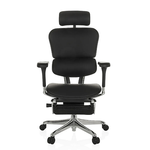 Chaise de bureau / fauteuil de direction ERGOHUMAN PLUS LEGPRO GEN2 cuir avec repose-jambes résille noir hjh OFFICE