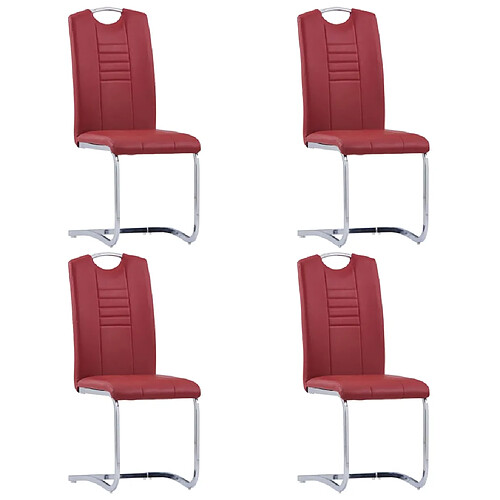 vidaXL Chaises à manger cantilever lot de 4 rouge similicuir