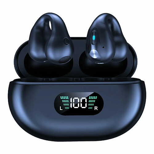 Casque Bluetooth Sans Fil À Réduction De Bruit Casque À Conduction Aérienne Clip D'Oreille Ergonomique Écouteur De Sport Noir