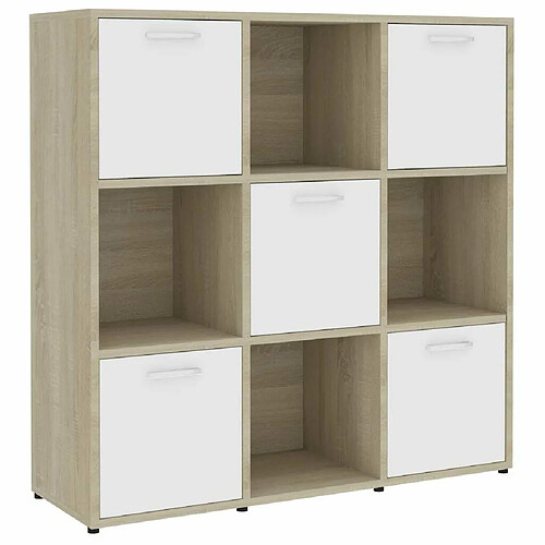 Maison Chic Bibliothèque - Armoire de livres Blanc et chêne sonoma 90x30x90 cm Aggloméré -GKD75633