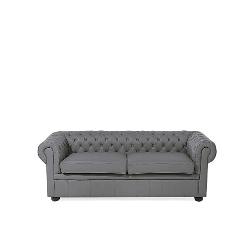 Beliani Canapé en cuir gris CHESTERFIELD