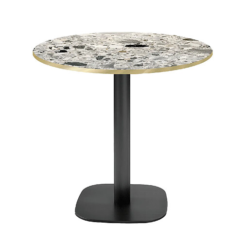 Restootab Table Ø70cm - modèle Round terrazzo cepp chants laiton