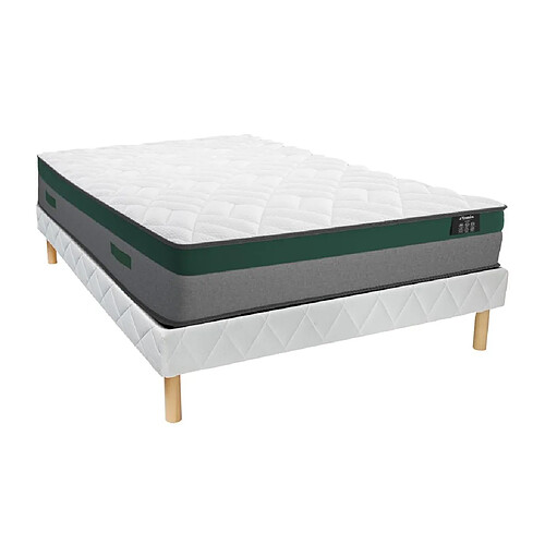 Vente-Unique Ensemble 140 x 190 cm sommier + matelas ressorts ensachés ép.22cm - PRESTIGE de YSMÉE