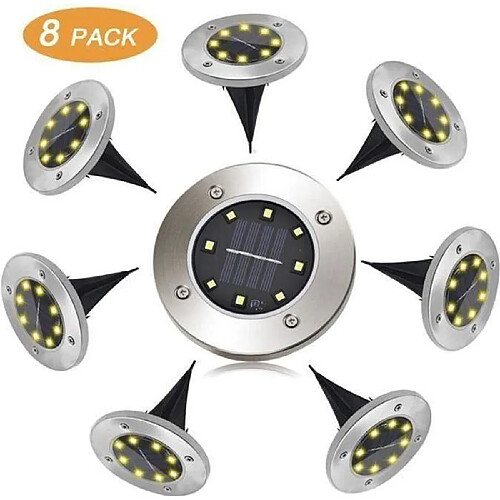 Swissant Lampe Solaire Exterieur 8 pack LED Lumière Solaire Decoration Jardin Eclairage Etanche IP65, Blanc Chaud 8 LEDs Spot Lumière Project