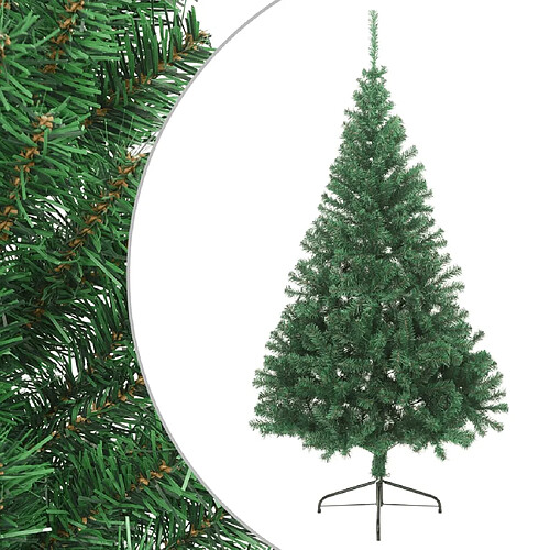 vidaXL Sapin de Noël artificiel moitié avec support vert 180 cm PVC