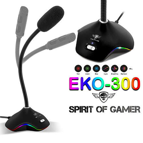 Spirit Of Gamers Microphone SOG EKO-300 avec LED RGB - idéal streaming, Discord, twitch, mixer...