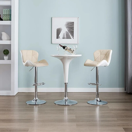 vidaXL Tabouret de bar Crème Similicuir