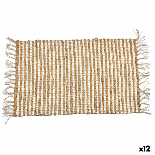 Gift Decor Tapis Blanc Naturel Rayures 60 x 1 x 90 cm (12 Unités)