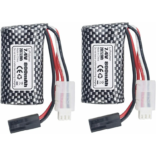 Lot de 2 Batteries Lithium 7.4V 800mAh 5500-2P - Compatible avec les Voitures Télécommandées 9130, 9135, 9136, 9137, 9138, 9145 - Idéal pour les Véhicules RC Tout-Terrain