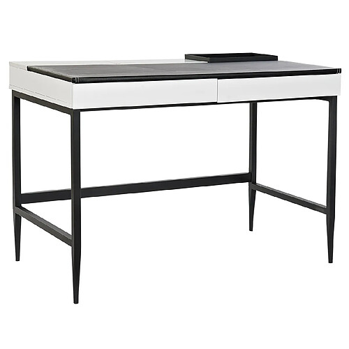 Pegane Bureau en MDF coloris blanc/noir et métal - Longueur 110 x Hauteur 76 x Profondeur 55 cm