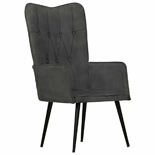 Maison Chic Fauteuil de Chambre à Coucher Salon,Chaises de Salle à Manger,Chaise à oreilles Noir Toile -GKD25366