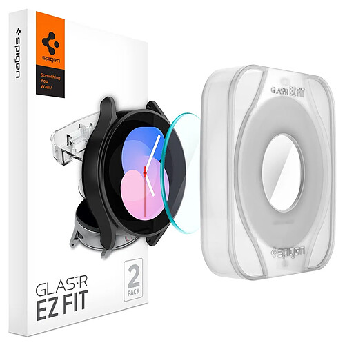 Spigen Sgp Spigen Glas.tR EZ Fit Verre Trempé pour Samsung Galaxy Watch 4 40mm, 2 Pièces, Kit d'installation fourni, Réponse Tactile, Résistant aux Rayures, Protection écran