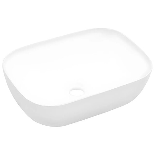 Vente-Unique Lavabo lave-mains vasque à poser monter salle de bain intérieur salle d'eau cabine de toilette maison 45,5 x 32 cm céramique blanc 02_0002624