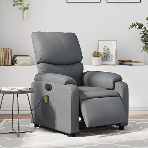 vidaXL Fauteuil de massage inclinable électrique gris similicuir