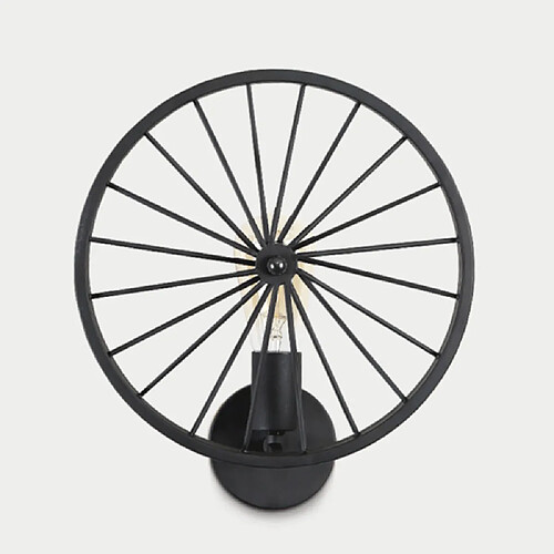 Universal Applique murale de roue 30cm, 220vloft rétro style industriel E27 sans source de lumière, noir