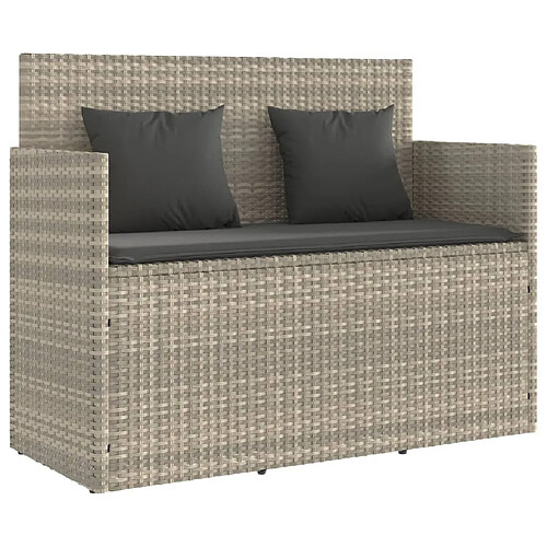 Maison Chic Banc de jardin avec coussins | Banquette de jardin | Chaise Relax gris clair résine tressée -MN50001