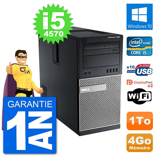 PC Tour Dell 7020 Intel Core i5-4570 RAM 4Go Disque Dur 1To Windows 10 Wifi · Occasion