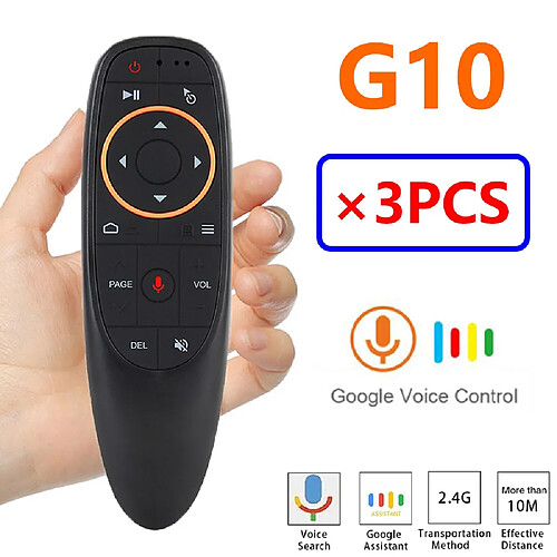 Universal [ 3 ] G10G10SG10SPRO Télécommande vocale BT Bluetooth Télécommande aérienne Souris 2.4G Gyroscope sans fil pour Android TV Box H96 Max X3 | Télécommande vocale (3 Souris télécommandée aérienne G10S)