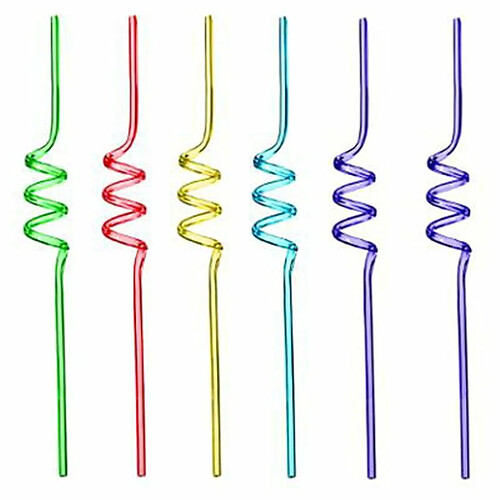 Lot de 6 Pailles Tourbillon 24cm Multicolore