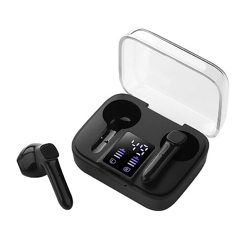 Chrono Écouteurs sans fil, écouteurs sans fil Bluetooth 5.0 avec micro antibruit, écouteurs stéréo sans fil 3D HiFi avec affichage de basses/LED immersives, pour iPhone et Android(noir)