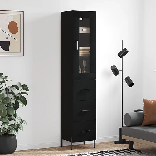 vidaXL Buffet haut Noir 34,5x34x180 cm Bois d'ingénierie