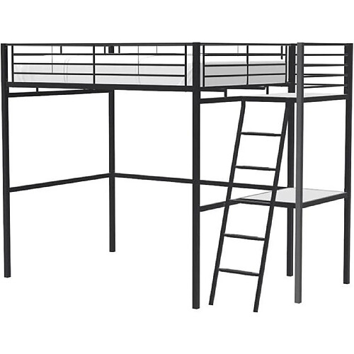 Cstore OXFORD - lit mezzanine avec bureau en métal époxy noir sommier inclus 140x190 cm