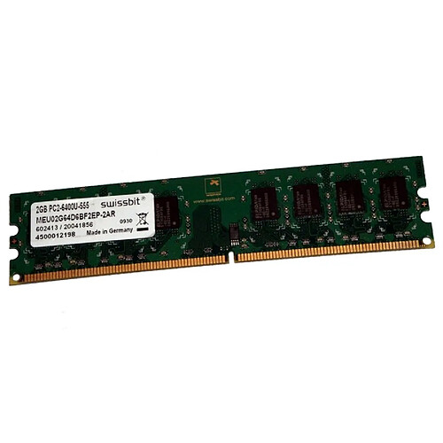 2Go RAM Swissbit MEU02G64D6BF2EP-2AR DIMM DDR2 PC2-6400U 800Mhz 240-Pin 1.8v CL5 · Occasion