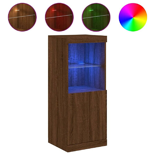 Maison Chic Commode Buffet - Meuble de rangement avec lumières LED chêne marron 41x37x100 cm -GKD28560