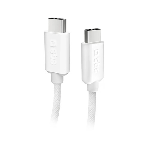 Sbs Câble USB tressé USB C - USB C PD 60W 1m50, blanc