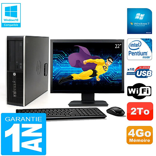 PC HP Compaq Pro 6200 SFF Ecran 22" Intel G840 4Go 2To Graveur DVD Wifi W7 · Occasion