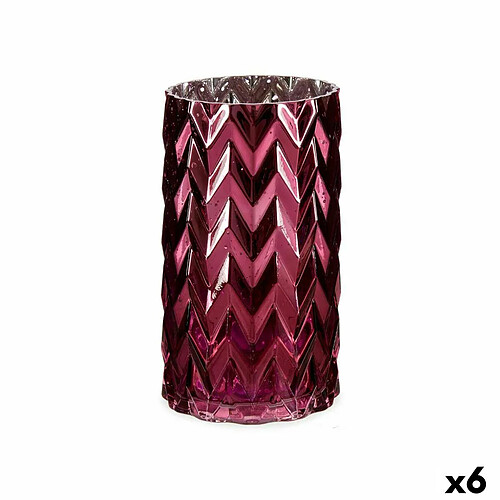 Gift Decor Vase Taillé Epis Rose Verre 11,3 x 19,5 x 11,3 cm (6 Unités)