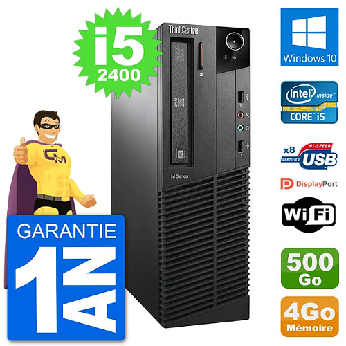 PC Lenovo M91p SFF Intel i5-2400 RAM 4Go Disque Dur 500Go Windows 10 Wifi · Occasion