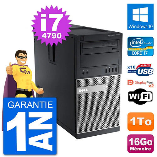 PC Tour Dell 9020 Intel Core i7-4790 RAM 16Go Disque Dur 1To Windows 10 Wifi · Occasion