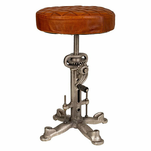 Tabouret Alexandra House Living Marron Cuir Bois Fer 31 x 46 x 31 cm