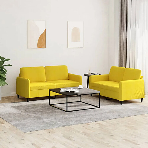 vidaXL Ensemble de canapés 2 pcs jaune velours