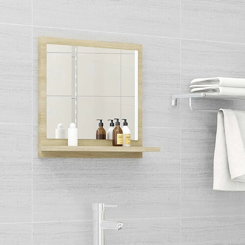 Maison Chic Miroir moderne de salle de bain,Décoration Miroir mural Bain Blanc et chêne sonoma 40x10,5x37 cm -MN78019