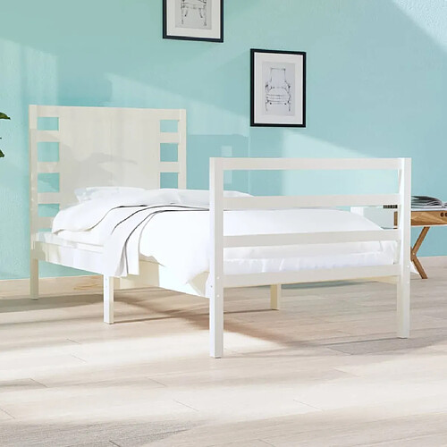 vidaXL Cadre de lit sans matelas blanc 90x190 cm bois de pin massif