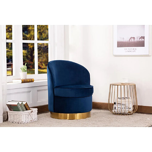 Vente-Unique Fauteuil SANELA en velours - Bleu nuit