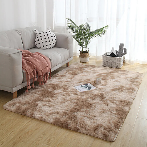 LUUCOZK Tapis à poils longs doux et moelleux pour chambre et salon - Camel profond-100x160cm