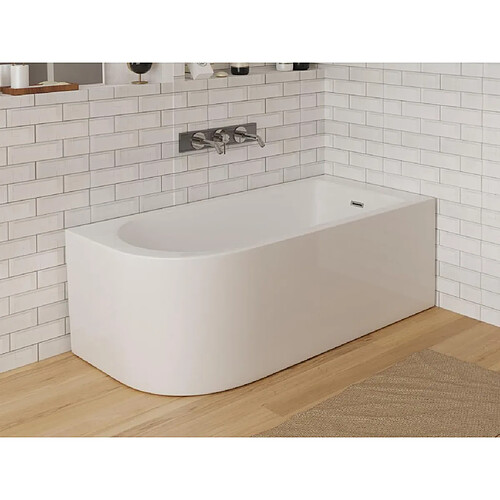 Vente-Unique Baignoire d'angle - 201L - 150 x 75 x 58 cm - Blanche - Angle droit - ANIKA