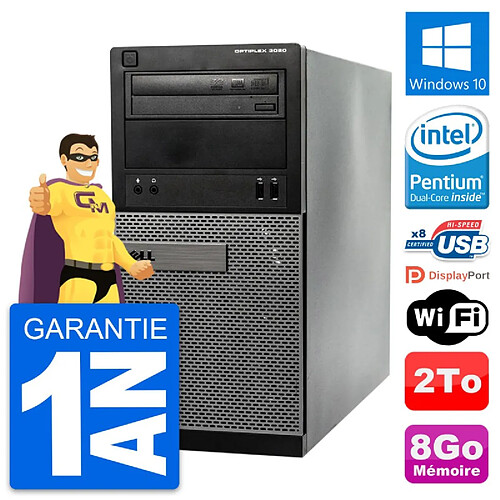 PC Tour Dell OptiPlex 3020 Intel G3220 RAM 8Go Disque Dur 2To Windows 10 Wifi · Occasion