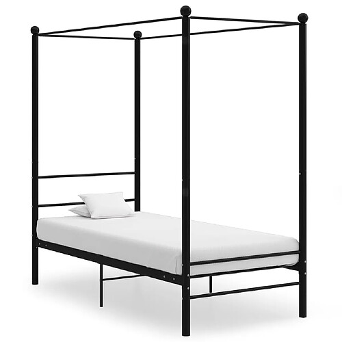 vidaXL Cadre de lit à baldaquin sans matelas noir métal 100x200 cm