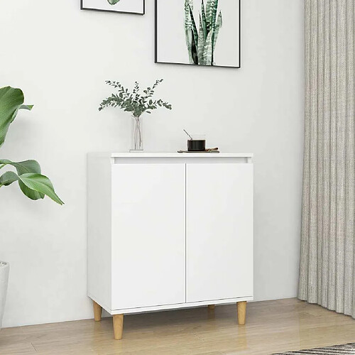 Maison Chic Buffet,Meuble de Rangement,commode pour salon,Cuisine avec pieds en bois massif Blanc 60x35x70 cm Aggloméré -MN79520