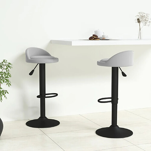 vidaXL Tabourets de bar lot de 2 gris clair velours