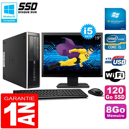 PC HP Compaq Pro 6300 SFF I5-3470 8Go 120Go SSD Graveur DVD Wifi W7 Ecran 19" · Occasion