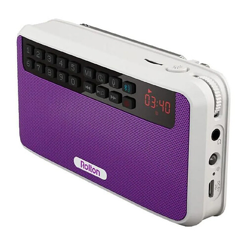 Universal Haut-parleur stéréo Bluetooth portable FM Radio Clear Bass Haut-parleur double rail TF Card USB Music Player LED Torche | Haut-parleur Bluetooth FM Radio | Haut-parleur FM Music Player(Violet)