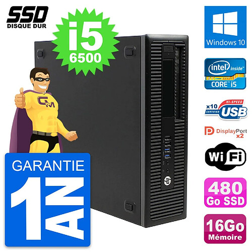 PC HP EliteDesk 800 G2 SFF Intel Core i5-6500 RAM 16Go SSD 480Go Windows 10 Wifi · Occasion