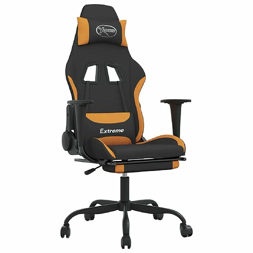 Maison Chic Chaise de jeu, Chaise gaming avec repose-pied, Fauteuil gamer,Chaise de Bureau Noir et orange Tissu -GKD71370