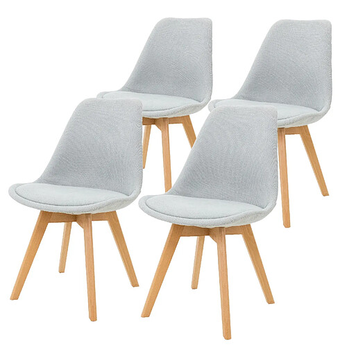 Ensemble de 4 chaises de salle à manger, chaise rétro scandinave tapissée ML-Design